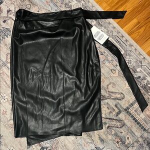 Never Fully Dressed Black Leather Wrap Skirt